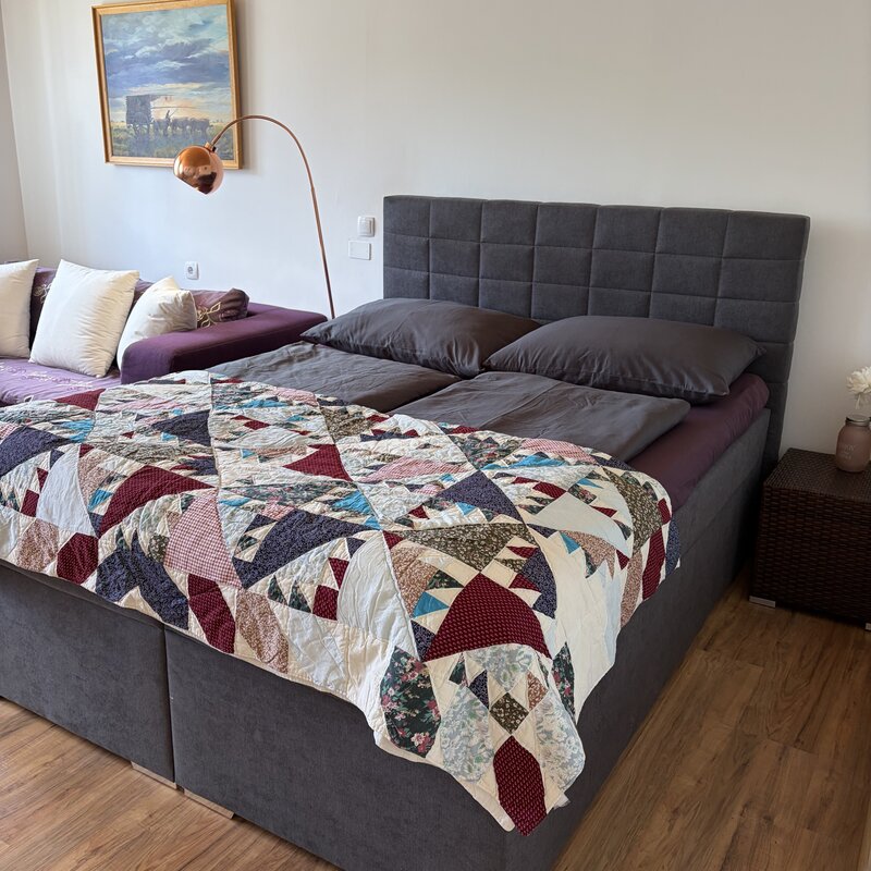Wohnung Holler Boxspringbett 1,80x2 m Wohnschlafzimmer mit Klimaanlage im Langerhof Hannersdorf Suedburgenland